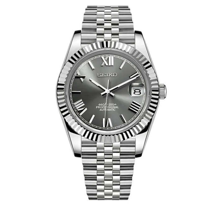 Seiko Mod Datejust Grey Roman