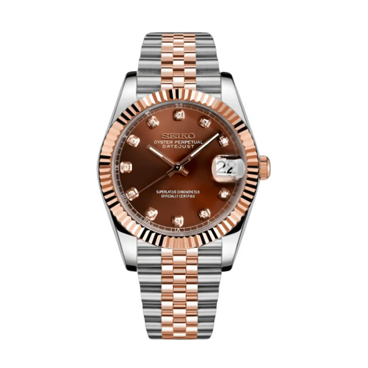 Seiko Mode Datejust Twotone Crystal Champagne