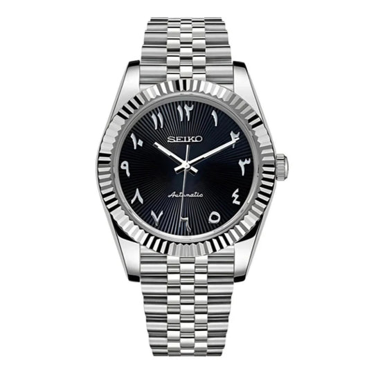 Seiko Mod Datejust Textured Black Arabic