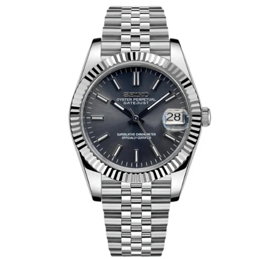 Seiko Mod Datejust Rhodium