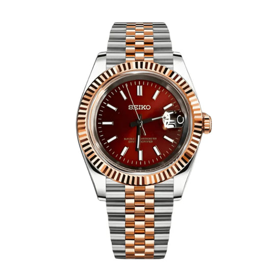 Seiko Mod Datejust Twotone Red
